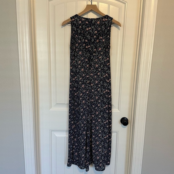 Vintage Lace Up Dress Midi Modest 90s Whimsigoth Fall Floral Blue Size Small - Picture 5 of 7